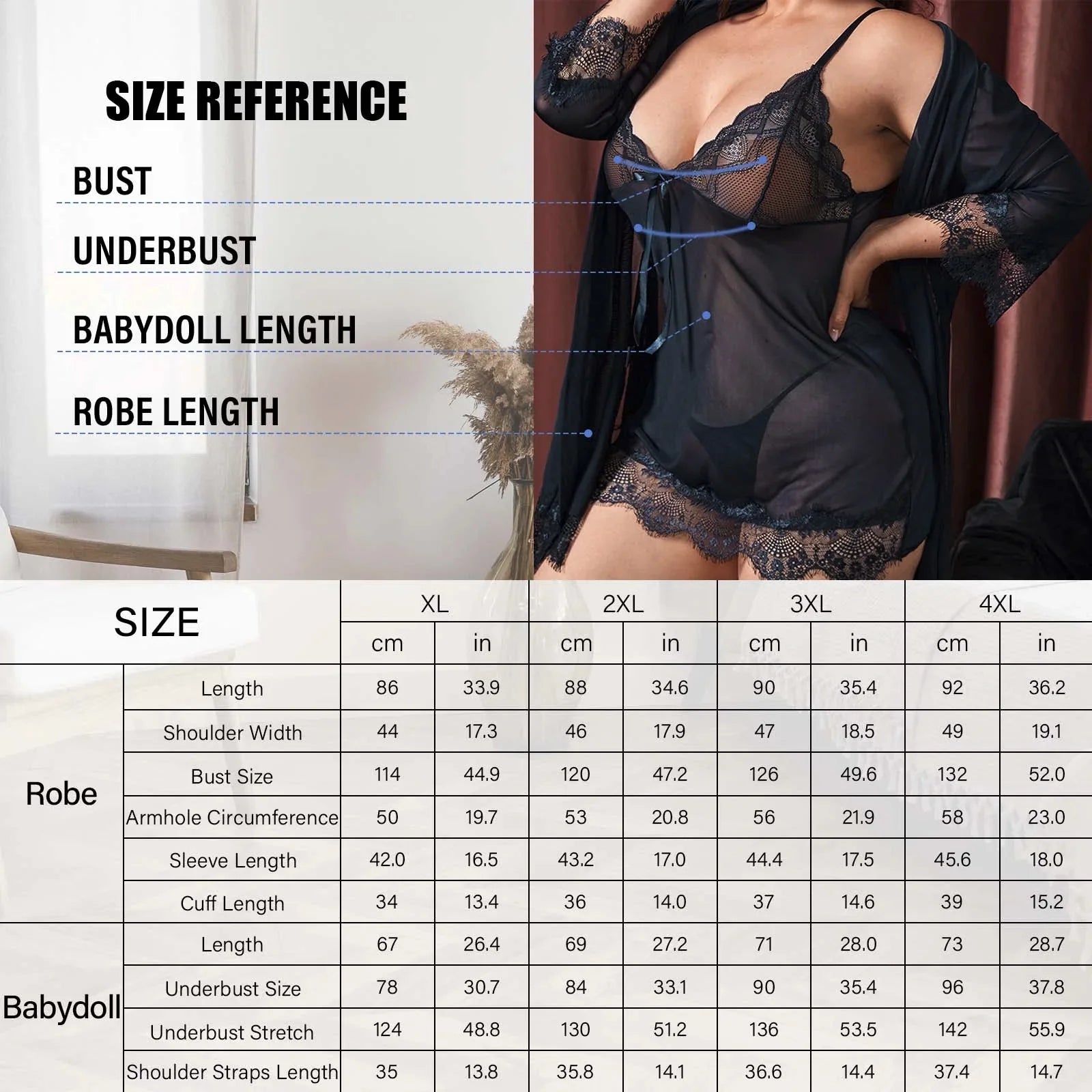 Plus Size Sexy Lingerie,  Lingerie for Women, 3-Piece Women Lingerie Sexy Lace Nightgowns with Robe & Thong - White 2XL