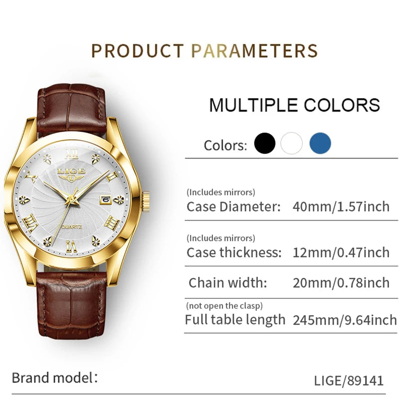 Women'S Wristwatch Fashion Casual Leather Sport Waterproof Woman Watch Top Brand Luxury Women Bracelet Classic Female Clock