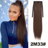 Straight Long Ponytail Extensions 22inch Natural Black Wrap Around Synthetic Hair Piece Pony Tail Hair Hairpieces for Women Girl Khamik Shop Online