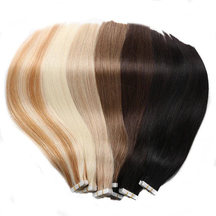 BHF Tape In Hair Extensions Human Hair 20pcs/Pack European Remy Straight Invisible Tape Ins Adhensive 100% Human Hair For Salon Khamik Shop Online