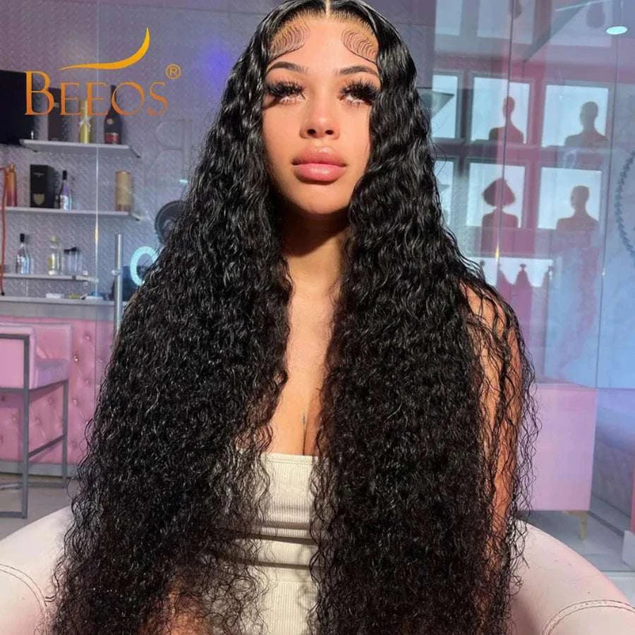 Water Wave Wig 100% Human Hair Wig 7x6 Drawstring Glueless Wigs Curly Wigs Deep Part Silklike HD Lace Wigs Brazilian Remy Hair Khamik Shop Online