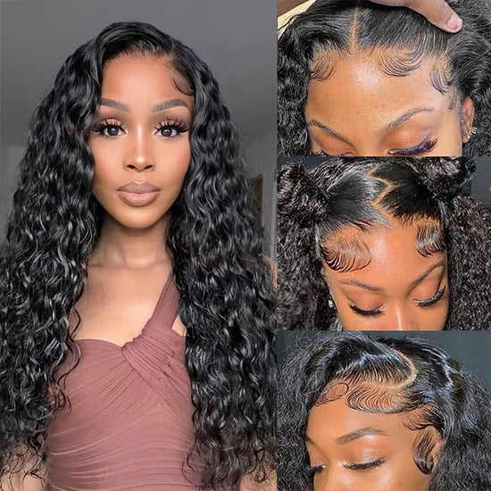 100% Human Hair Water Wave 13X6 Lace Front Wigs Pre Plucked 200 Density Deep Part Curly Wig For Woman 5X5 Wavy HD Closure Wig 32 Khamik Shop Online