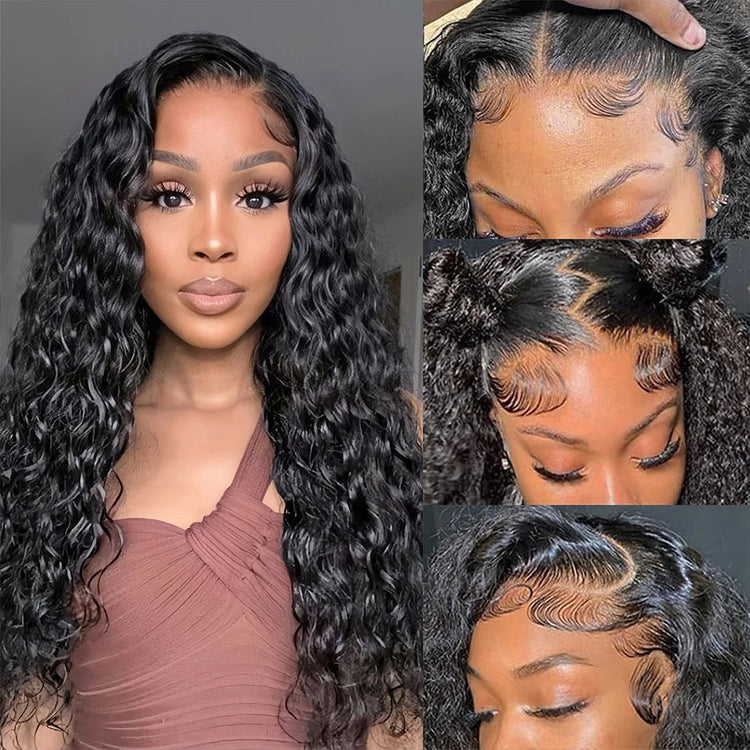 100% Human Hair Water Wave 13X6 Lace Front Wigs Pre Plucked 200 Density Deep Part Curly Wig For Woman 5X5 Wavy HD Closure Wig 32 Khamik Shop Online