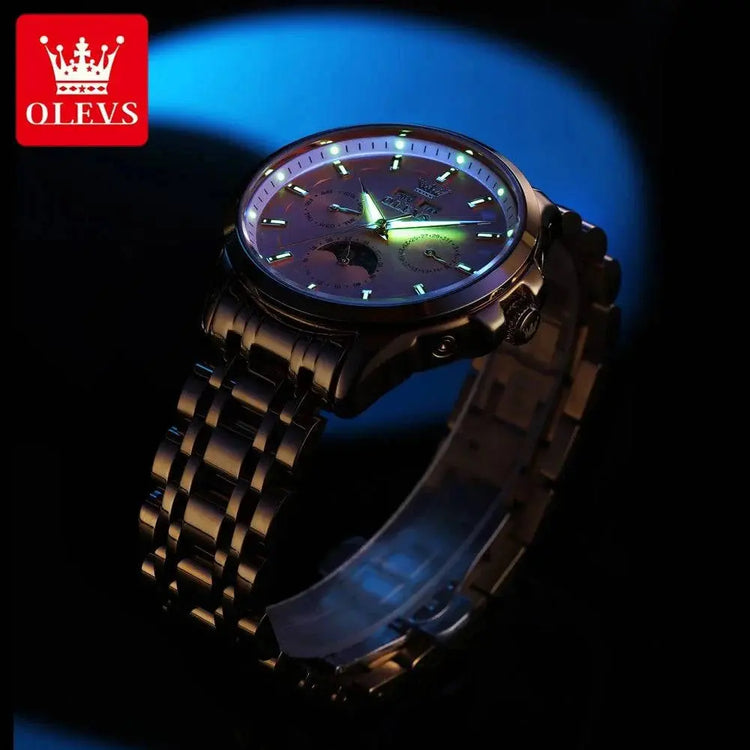 OLEVS 7070 Automatic Watch Men Moon phase Waterproof Men Watches Stainless steel Luxury Mechanical Watch for Men Khamik Shop Online