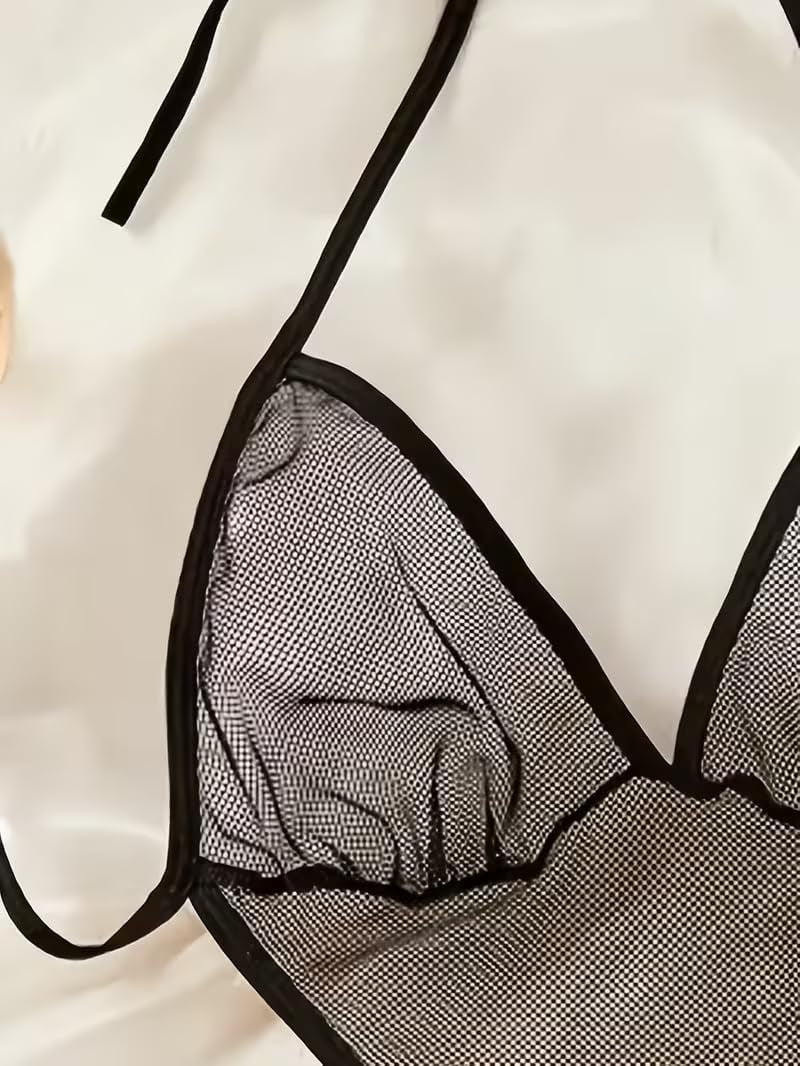 Sexy Lingerie for Women Lace Bodysuit Deep V Teddy Mesh Bodysuit