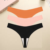 3PCS/SET Sexy G-String Underwear Female T-back Intimates Lingerie Seamless Low Waist Underpants 10 Color Lady Bikini Panty XS-XL Khamik Shop Online