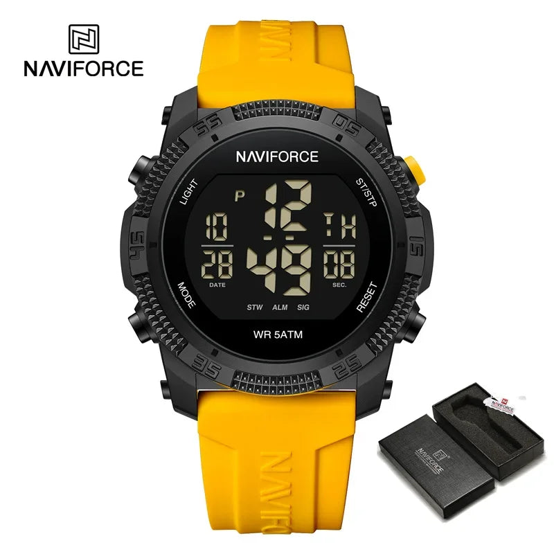 NF7104 Men'S LCD Digital Casual Date and Week Alarm Waterproof Silicone Strap Electronic Watch