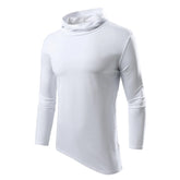 Men Solid Casual Hooded Long Sleeve T Shirt Soft Cotton Irregular Hem Daily Outdoor Top S 3XL Khamik Shop Online