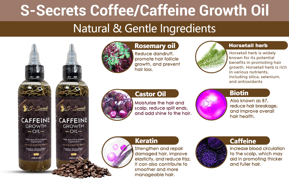 Caffeine Hair Growth Oil 2oz - Hair Growth Oil For Thinning, Balding Taupe Snowdrop