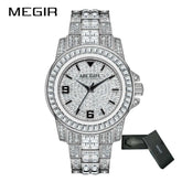 MEGIR Luxury Diamond Watches Unisex Fashion Analog Quartz Watch Bracelet Wristwatch Men Rhinestone Strap Relogios Masculino Khamik Shop Online