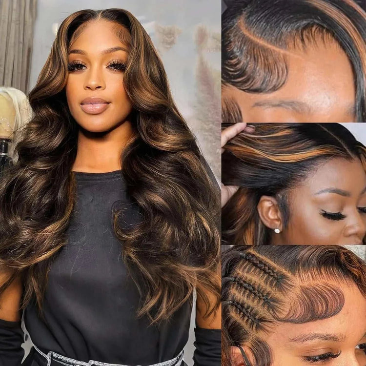 Perruque P1B30 en cheveux humains 100% ondulée avec dentelle 9x6 et baby hair pour femmes noires