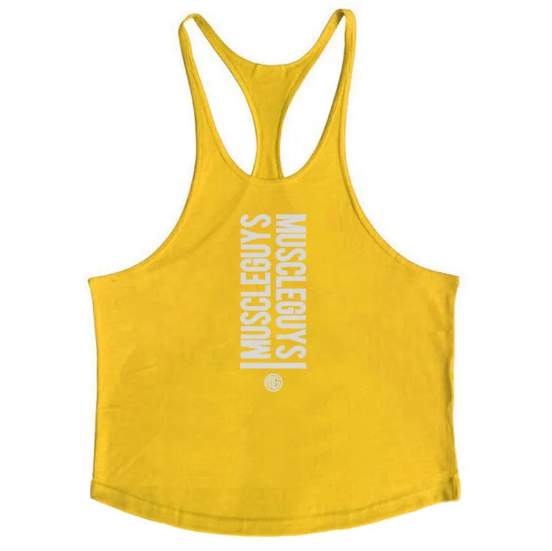 Summer Men Gym Workout Printed Tank Tops Y Back Fitness spaghetti straps Muscle Fit Stringer Sportswear Bodybuilding Cotton Tee Khamik Shop Online