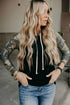 Camo Print Patchwork Hoodie Jade
