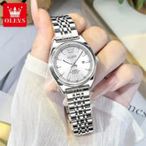 OLEVS New 3703 Watches Woman Elegant Quartz Watch Waterproof Luminous Stainless Steel Date Watches Woman Bracelet Gifts Box Khamik Shop Online