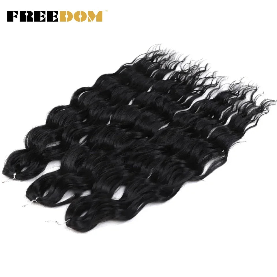 FREEDOM Synthetic Curly Braiding Hair Extensions 24 Inch/60 cm Long Deep Wavy Twist Crochet Braids Hair Ombre Brown Rainbow Hair Khamik Shop Online