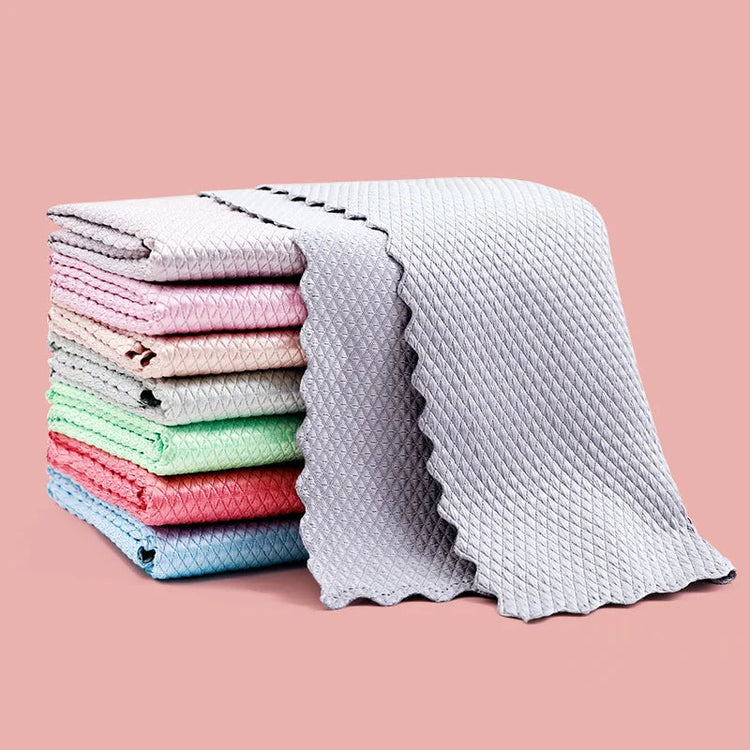 5 pcs Household Cleaning Products Cloth Fish Scale Rag for Glass Clean as Soon as You Wipe It Kitchen Tools Microfiber for Glass Khamik Shop Online