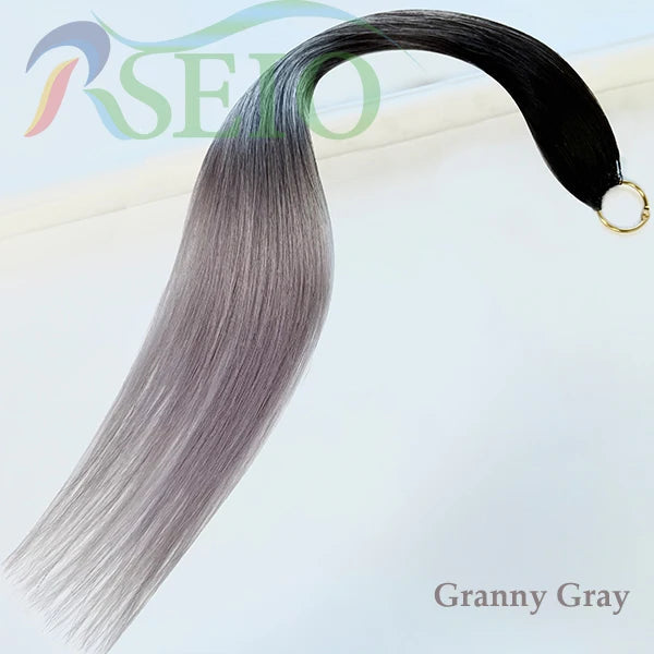 RESIO  Feather Hair Extensions Straight 100% Real Human Microring Hair Extensions Color Purple Blue Pink Gray 18-20inch Khamik Shop Online