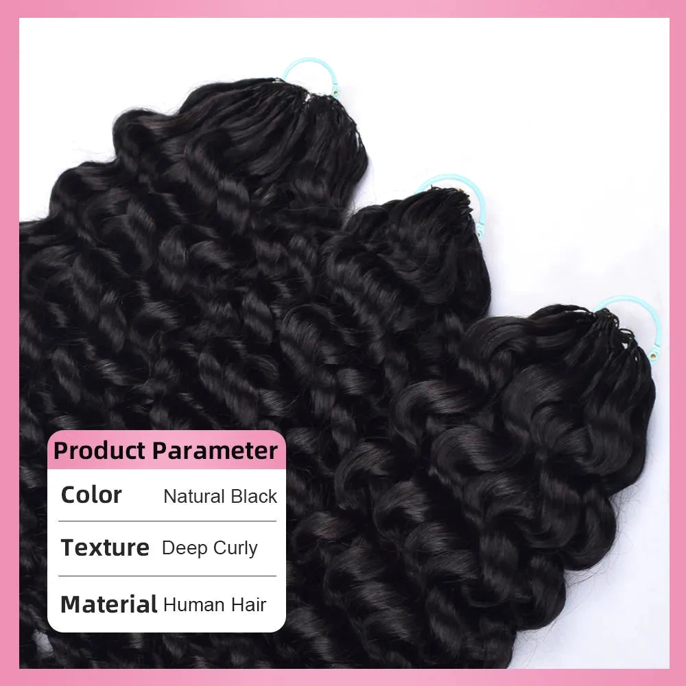 Feather Crochet Human Hair Deep Curly 50G Knotless Pre‑Separated Invisible Miracle Knots Hair Lightweight Reusable Crochet Hair Khamik Shop Online