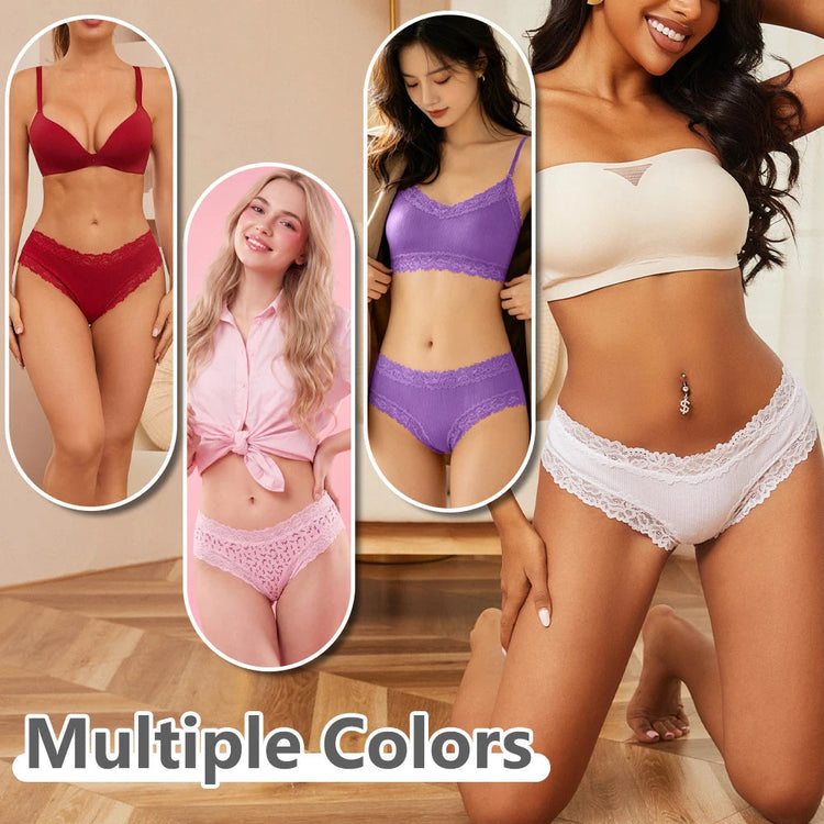 3Pcs Cotton Lace Patchwork Bikini Panties Women Seamless Floral Print Brazilian Pants Low Waist Breathable Female Sexy Lingerie Khamik Shop Online