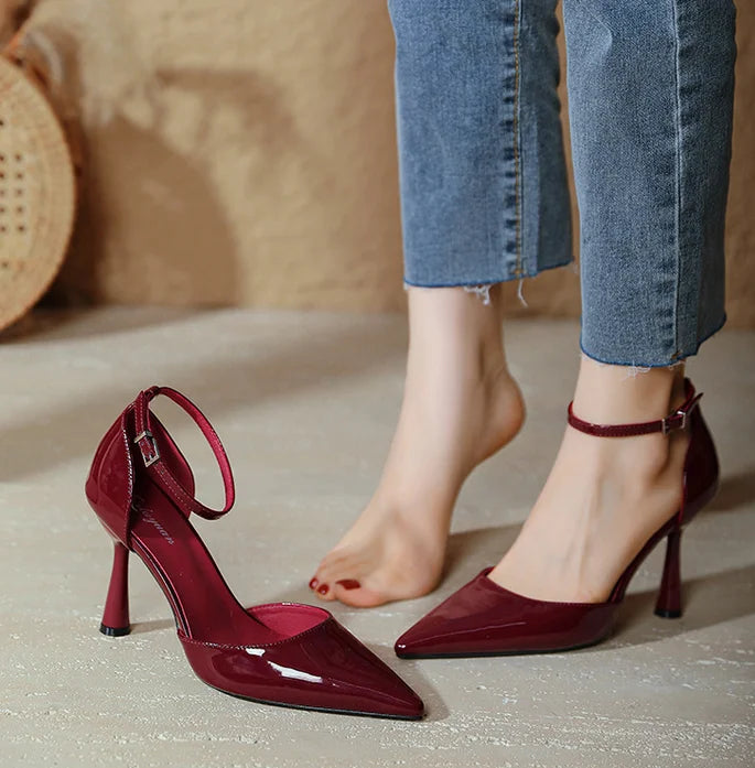 New Lady Shoes Ladies Summer Dress Shoes  Patent Leather Sexy Heel Sandals Buckle Female Footwear Lady Sandals Lady Sandals S034 Khamik Shop Online