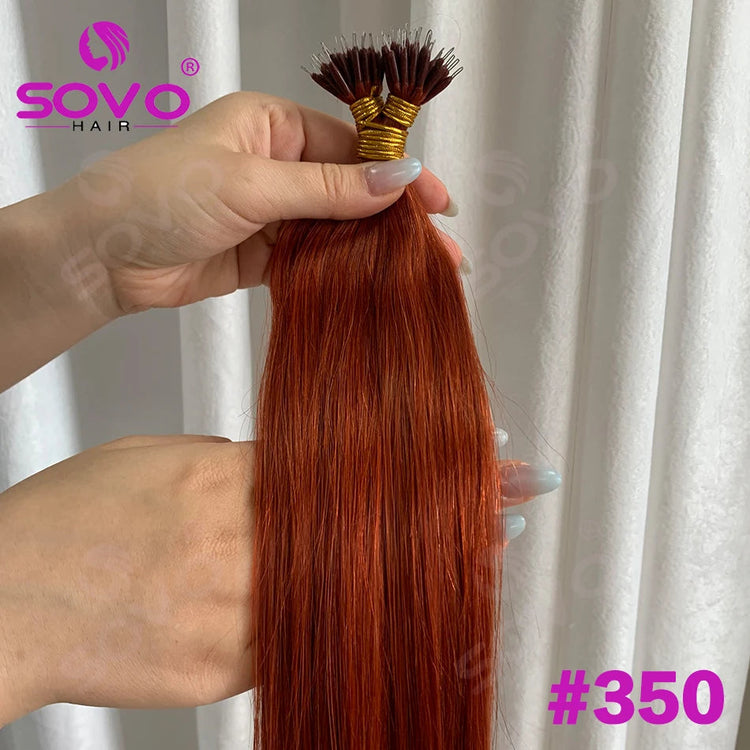 Nano Ring Hair Extensions Human Hair 100 Strands Remy European Straight Hair Natural Blonde Invisible Reusable Khamik Shop Online