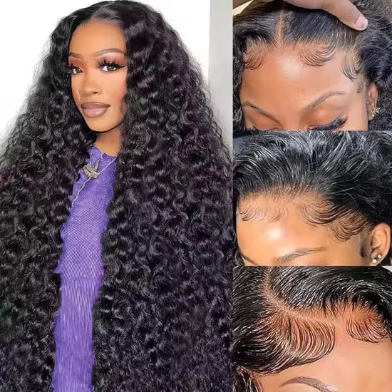 300 Density Curly 13x4 13x6 HD Lace Human Hair Wigs Pre Plucked Deep Wave Lace Frontal Wig 100% Human Hair Curly Wigs For Women Khamik Shop Online