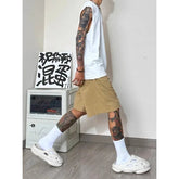 Men Patch Pocket Sleeveless Tank Top Loose Ice Silk Shorts Set Trendy Casual Summer Two Piece Outfit Khamik Shop Online