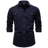 AIOPESON 2026 Business Cotton Pocket Shirt Long Sleeve Quality For Casual Slim Fit Solid Color Men Shirts Khamik Shop Online