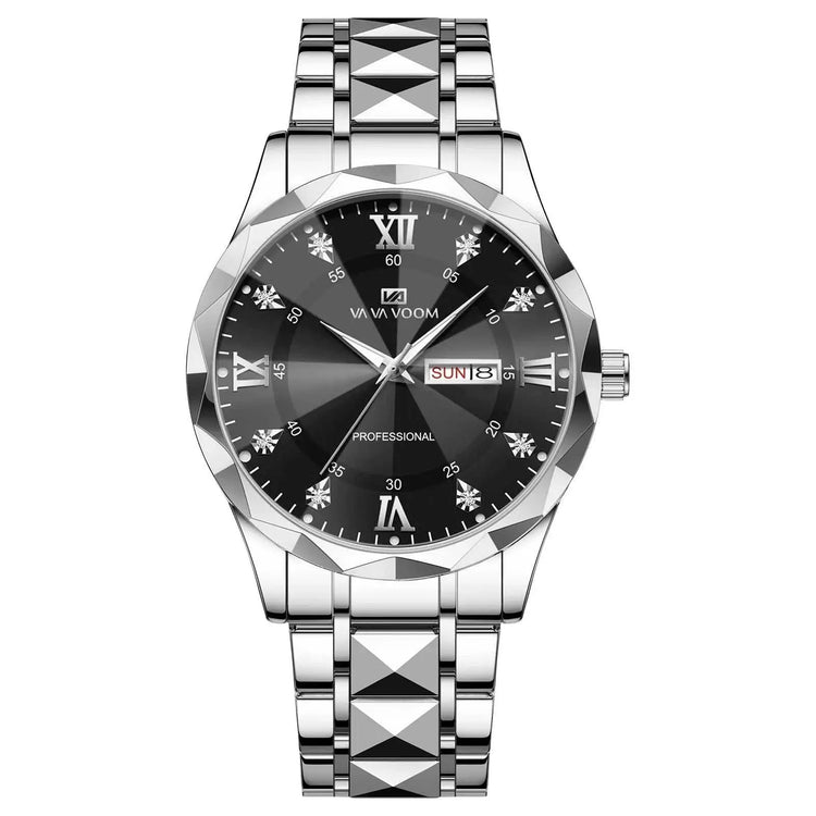 VA VA VOOM Hot Selling Original Blue Gold Quartz Watch Men Fashion High Quality Japanese Movement Gold Stainless Steel Fashion Clock Sports Gift Watch Men Rhombus Design Business Quartz Watch Men Fashion Gold Clock Sports Gift Watch for Men Khamik Shop Online