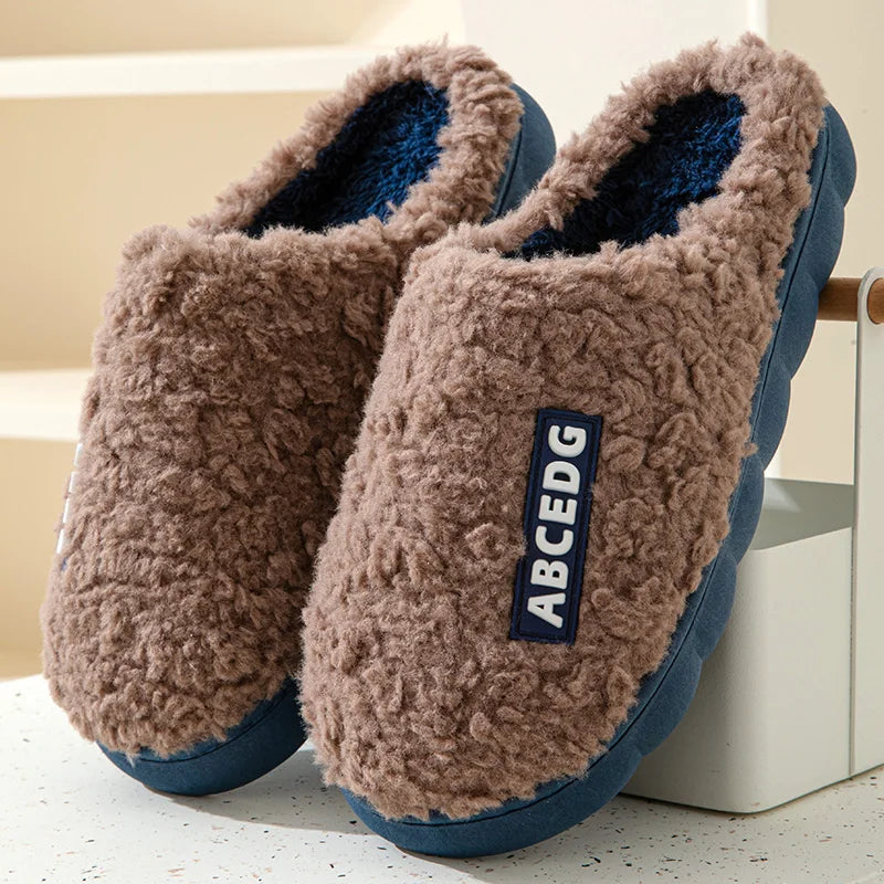 Trend Winter Couple Indoor Non-slip For Men Women Flip Flops Warm Slippers Home Slides Casual bedroom Soft Comfort Shoes Khamik Shop Online