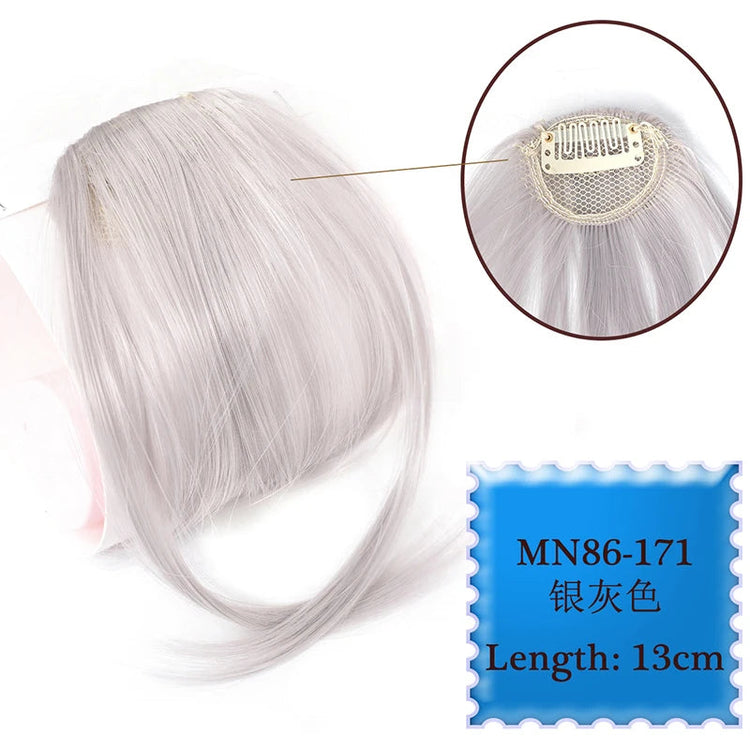 Synthetic Hair Clip In Bangs Brown Colored Invisible Front Fringes Clip in Hair Air Bangs Natural Black Fake Hair Bangs For Girl Khamik Shop Online