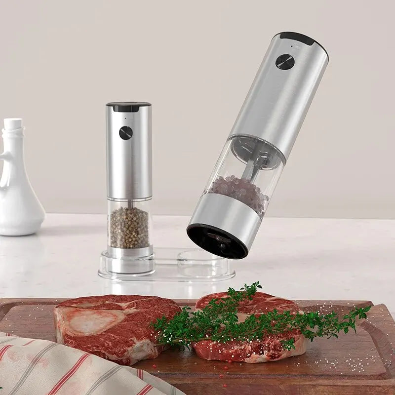 Electric Automatic Mill Pepper And Salt Grinder With LED Light Adjustable Coarseness Grinder Kitchen Tools Khamik Shop Online