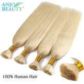 100% Real Human Hair Bulk Blonde no Weft Honey Hair Bulks Vietnamese Virgin Hair Straight Weaving Hair for Braiding Khamik Shop Online