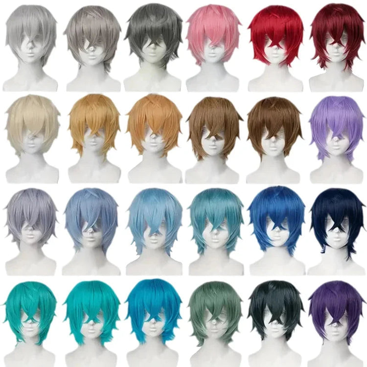 10-Inch Short Straight Hair Suitable For Both Men And Women, Cosplay Synthetic Hair Anime Role-Play Halloween Party Upturned Wig Khamik Shop Online