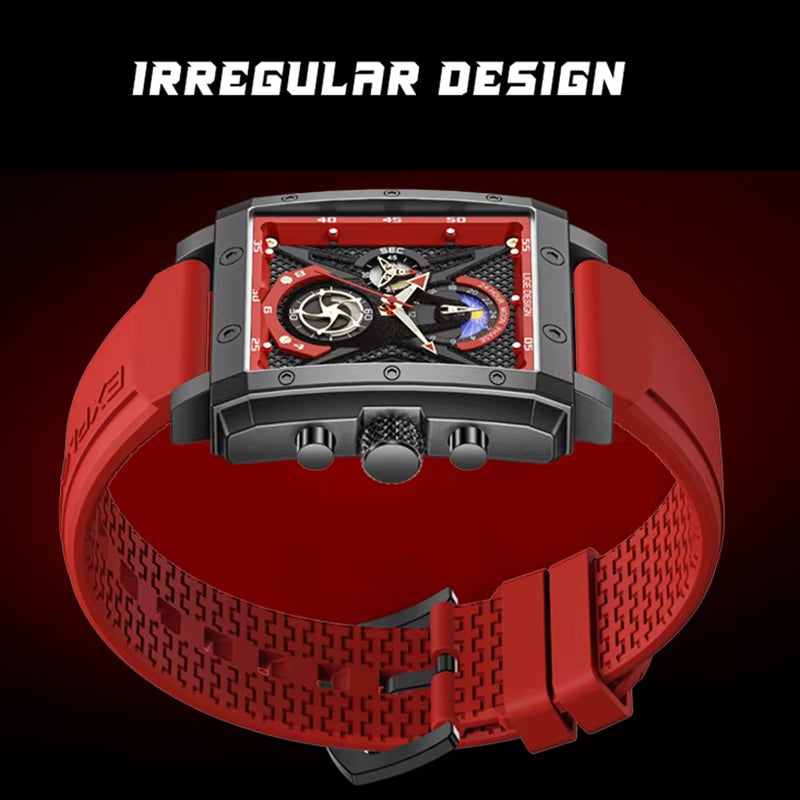 Big  Men'S Sports Chronograph Wrist Watch for Men Army Silicone Strap Square Quartz Stop Watch Clock Man Relogios Masculino