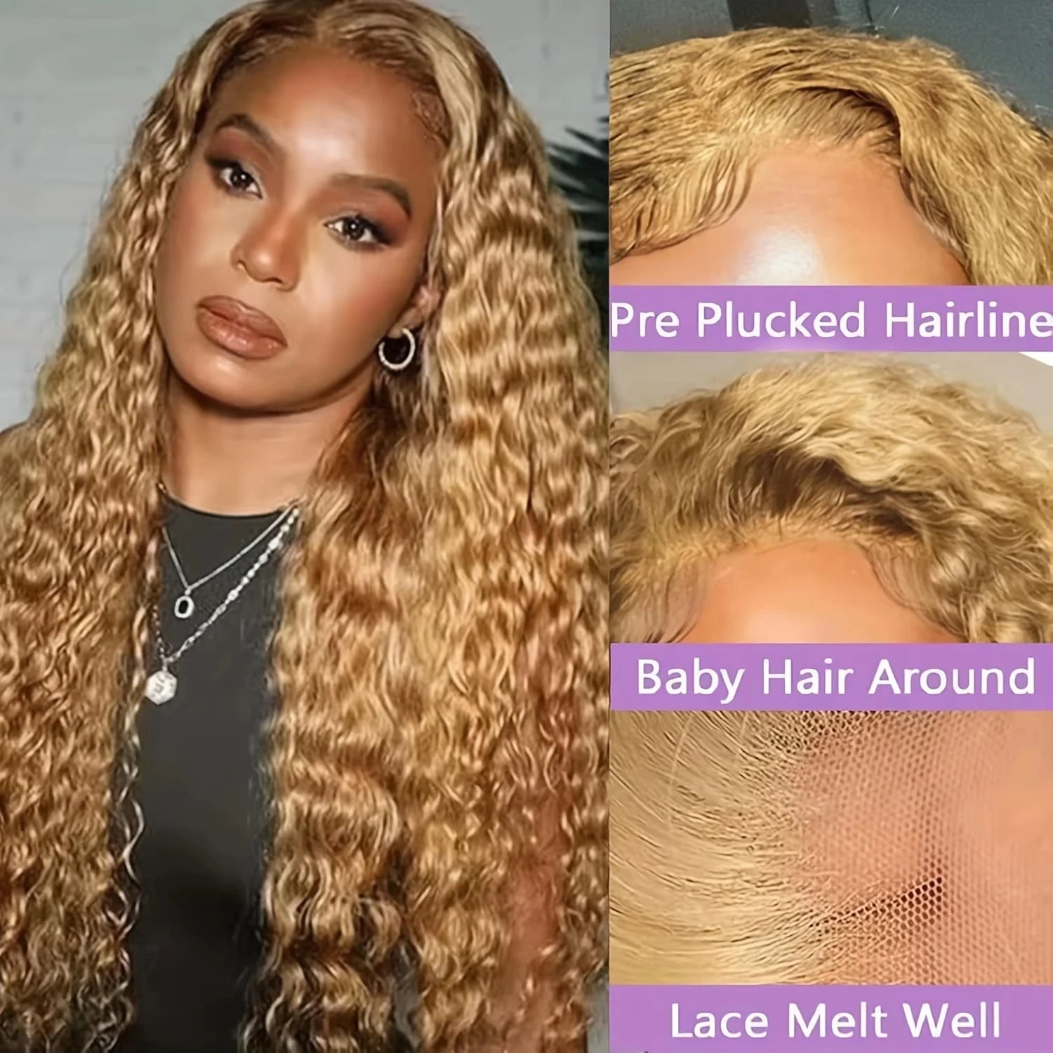SoGreat 27 Honey Blonde Wig Human Hair 13x6 Curly Wigs Deep Wave Lace Front Wig 13x4 Water Wave Human Hair Wig Colored Brazilian Khamik Shop Online