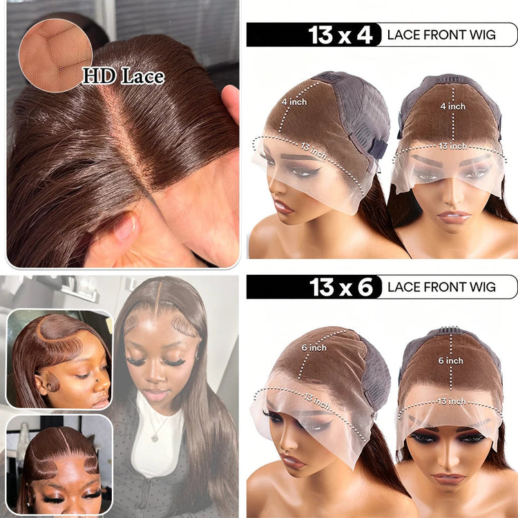 HD Chocolate Brown 13x4 Straight Lace Front Wig Brazilian 13x6 Full Lace Frontal Wigs For Women Remy Human Hair Wig Pre Plucked Khamik Shop Online