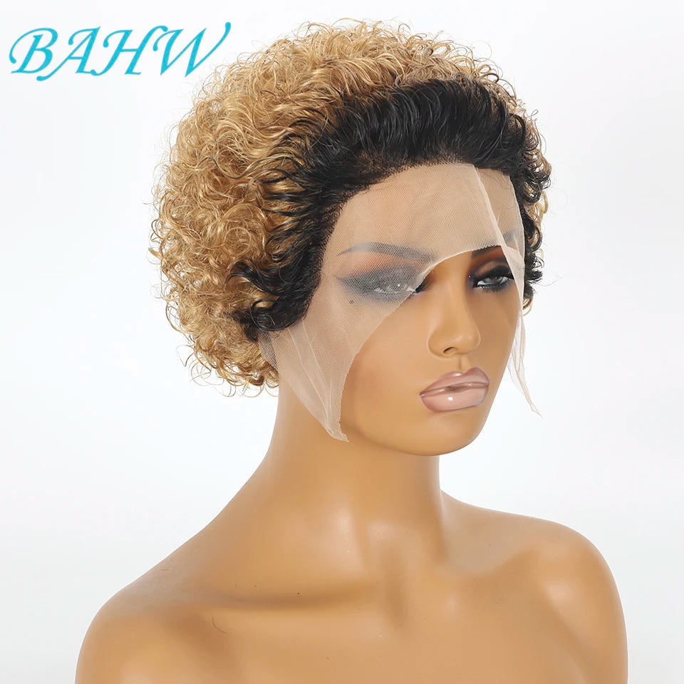 Peruvian Hair Pixie Cut Wig Kinky Curly Virgin Hair Wig 1B/30 Short Bob Natural Color Full Machine Made Wigs For Black Women Khamik Shop Online