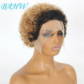 Peruvian Hair Pixie Cut Wig Kinky Curly Virgin Hair Wig 1B/30 Short Bob Natural Color Full Machine Made Wigs For Black Women Khamik Shop Online