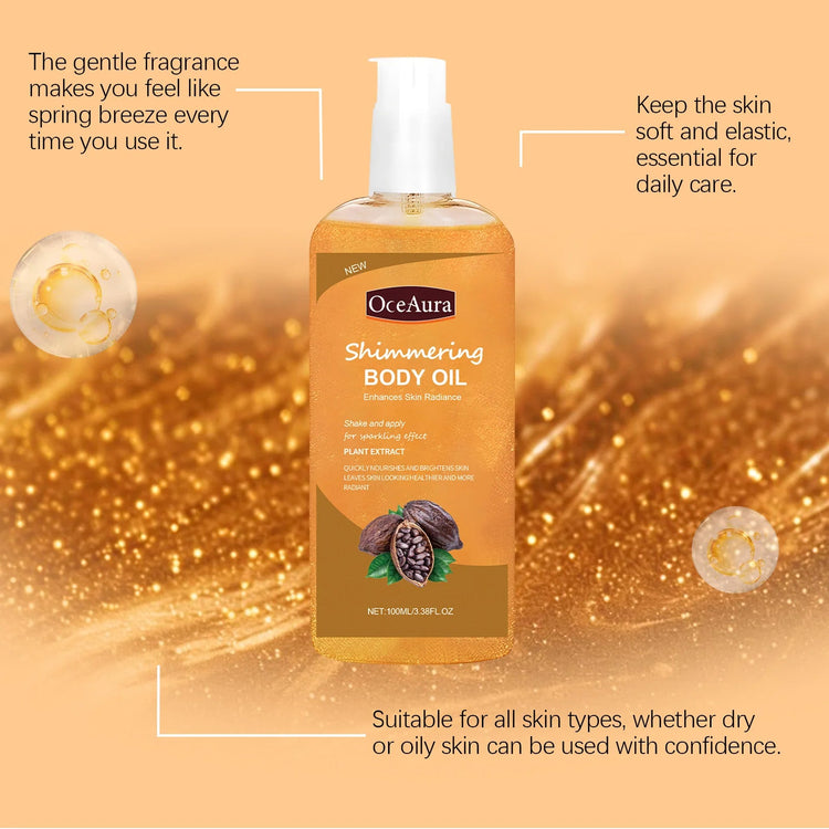 Oceaura 100ml Shimmering Body Oil for Daily Moisturizing Nourishing Glowing Skin Care Sparkling Massage Brighten Body Care Khamik Shop Online