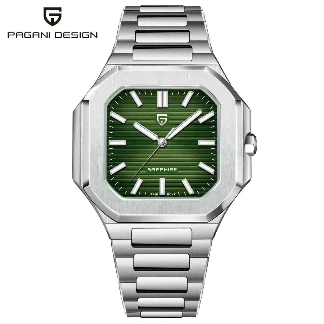 TOP New PAGANI DESIGN 37MM Square Men Quartz Watches Luxury Sapphire Glass AR Coated Business Watch VH31 Luminous Watch for Men Khamik Shop Online