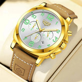 LIGE Casual Outdoor Quartz Man Watch Fashion Sport Waterproof Luminous Auto Date Leather Strap Wristwatch for Men Male Gifts Box Khamik Shop Online