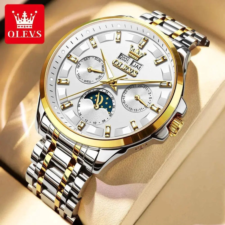 OLEVS 7070 Automatic Watch Men Moon phase Waterproof Men Watches Stainless steel Luxury Mechanical Watch for Men Khamik Shop Online