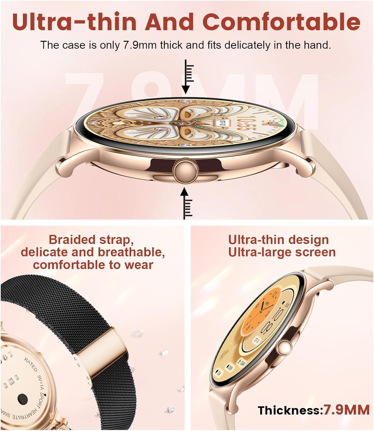 Smart Watches for Women with Answer/Make Calls, 1,43" HD AMOLED Smart Watch with 120+Sports Fitness Tracker/Calorie, IP68 Waterproof Reloj Intente Para Mujer, Android Ios Smartwatch