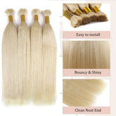 100% Real Human Hair Bulk Blonde no Weft Honey Hair Bulks Vietnamese Virgin Hair Straight Weaving Hair for Braiding Khamik Shop Online