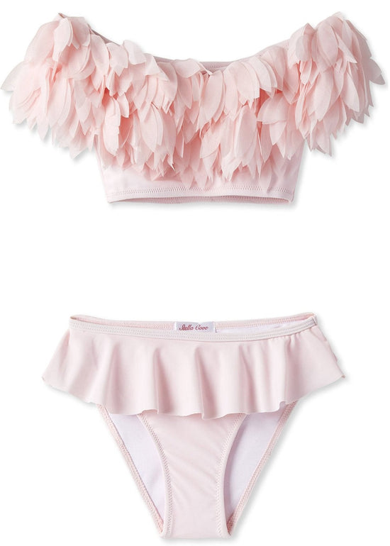 Pink Draped Bikini with Petals Ivory Trillium