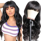 Body Wave Human Hair Wigs With Bangs Full Machine Made Brazilian Human Cerise Alfie