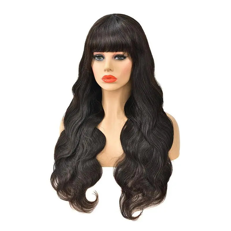 Body Wave Human Hair Wigs With Bangs Full Machine Made Brazilian Human Cerise Alfie