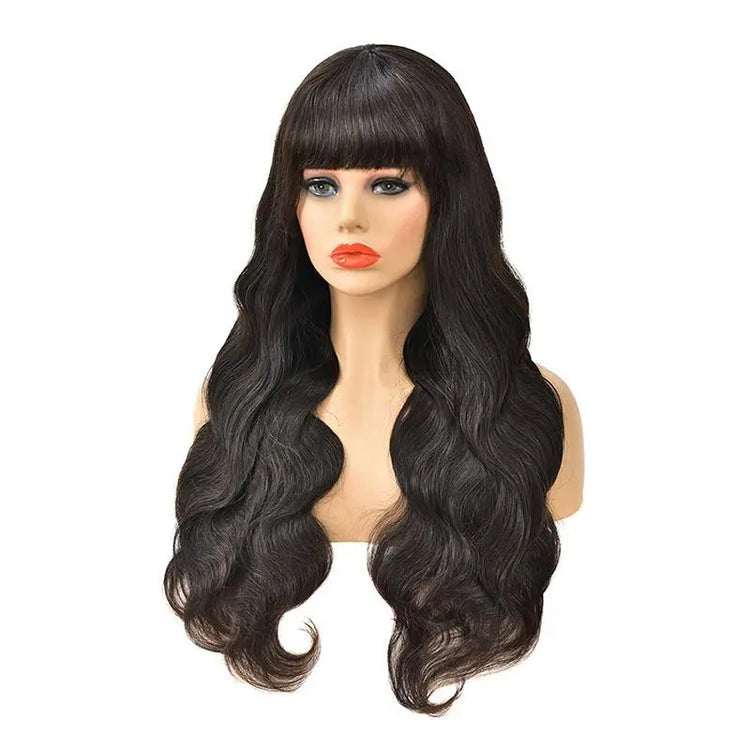 Body Wave Human Hair Wigs With Bangs Full Machine Made Brazilian Human Cerise Alfie