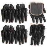 10A Grade 3/4 Spring Curl Fumi Human Hair bundles with 4x4 Closures & Cerise Alfie